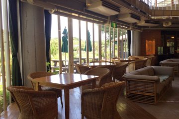 Spacious lounge where you can stretch your legs and see local art