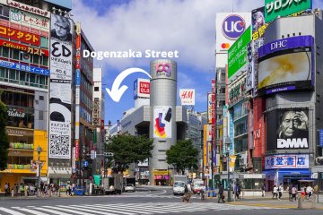 Dogenzaka Street is to the left hand side of Shibuya 109