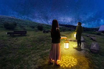 Lantern-guided walks allow visitors to appreciate Aso's nature up close