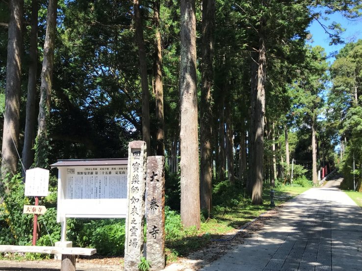 Walk down to the temple gate and across the road to access the Kumano Kodo pilgrimage trail