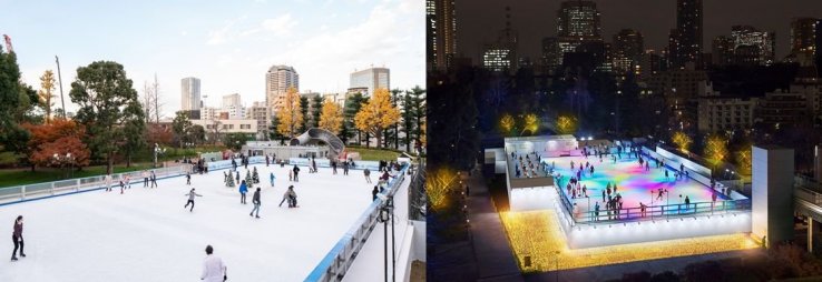 From day to night at the Tokyo Midtown ice skating rink