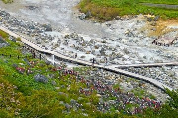 The dry riverbed of the Sanzu River near the Sessho-seki Rock