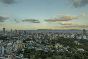 A view of Isshinji from Tsutenkaku (Osaka tower); the temple is located in the north east corner of Tennoji Park