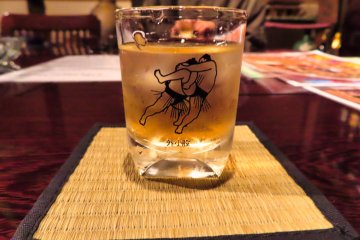 Plum sake in Sumo glass