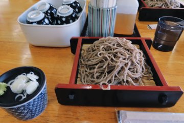 Soba with walnut dipping sauce