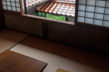 Enjoying the view from inside the shrine office whilst having a cup of tea with the caretaker