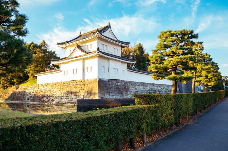 Sunlight on Nijo Castle's watchtower