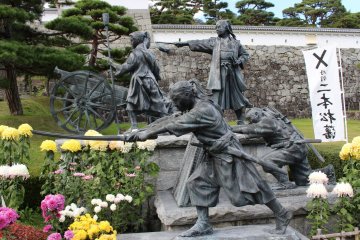 A statue symbolizing the boys which fought in the Boshin War (1868-1869)