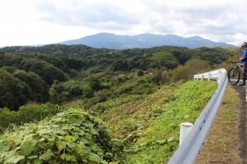Cyclists also come for the great view, this one halfway up the park