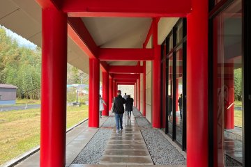 Walking outside the main building