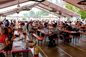 In true Oktoberfest style, there was a large beer hall packed with thirsty customers
