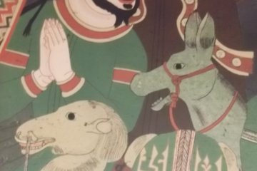 A detail from the Bezeklik Caves exhibit