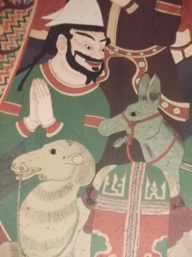 A detail from the Bezeklik Caves exhibit