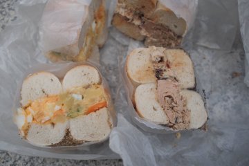 The filled bagels at Maruichi are very popular