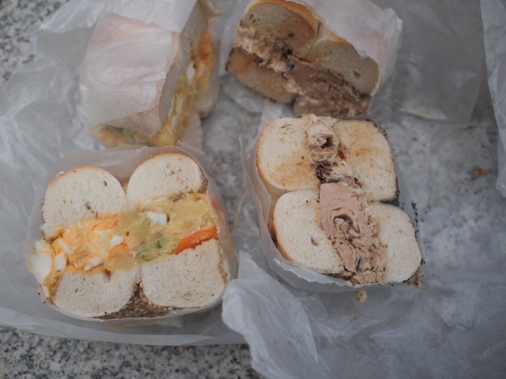 The filled bagels at Maruichi are very popular