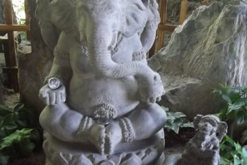 A statue minding the courtyard