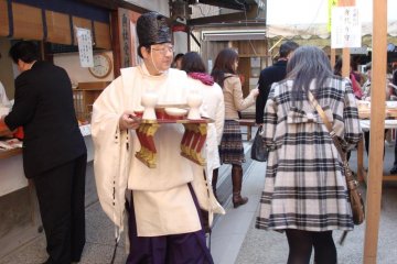 Shinto priest at Hatsu Uma Festival.