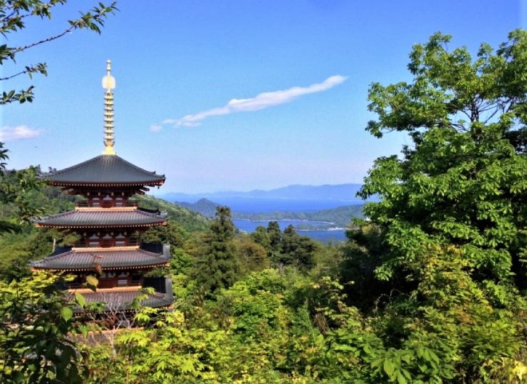 Take in the scenic views of Amanohashidate at Naraiji temple