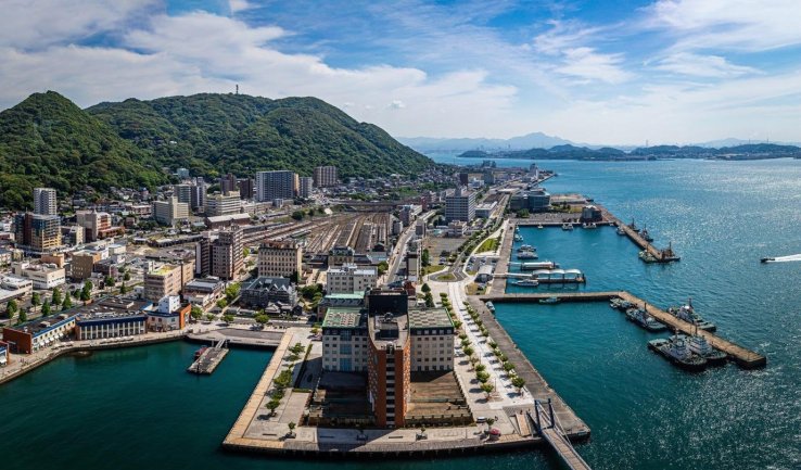 The historic port of Moji from the Mojiko Retro Observation Room