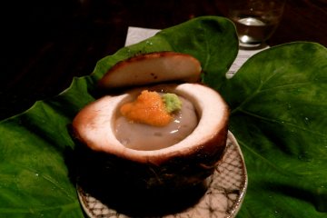 Handmade taro tofu.