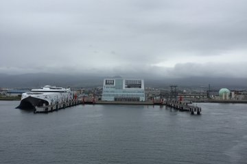 Pulling away from the port in Hakodate