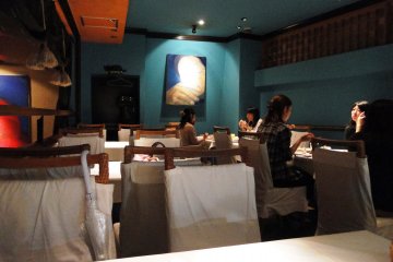 The upstairs dining area