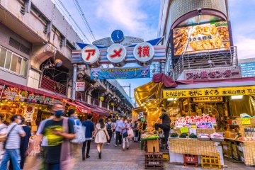Busy shoppers on Ameyoko Shopping Street