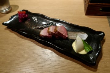 Duck paired with fig sauce