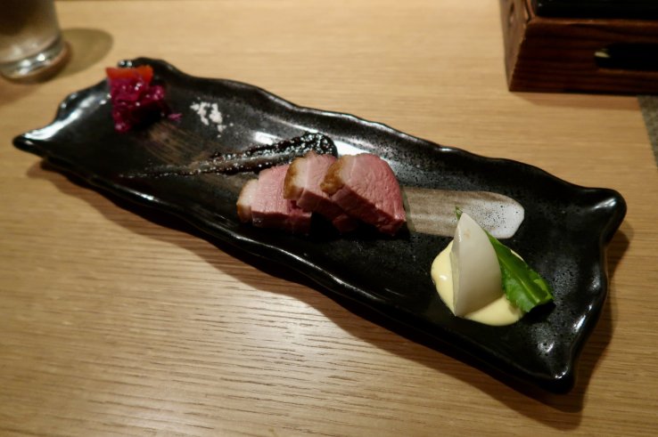 Duck paired with fig sauce