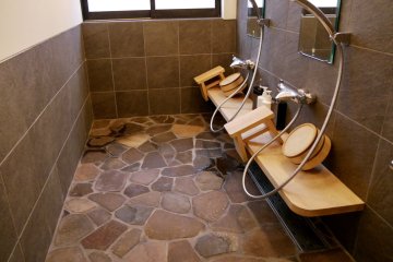 Shower area which leads to outdoor bath 