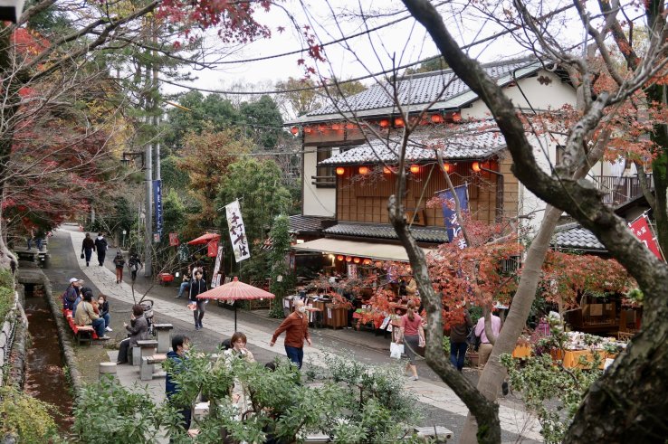 View of a soba restaurant from the main gate