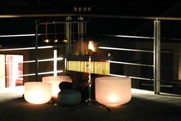 Moonlight stretches are accompanied by traditional music.