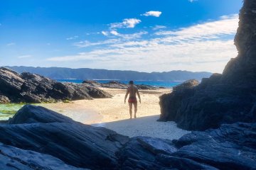 Hiro exploring the otherside of Furuzamami Beach