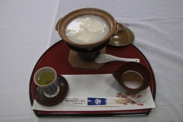 Yudofu. Simmering tofu in hot spring water
