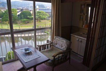 Balcony with views over the Ureshino river