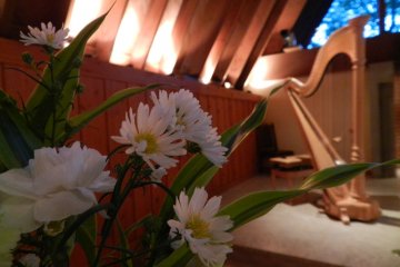 The harp inside Karuizawa Kogen Church.