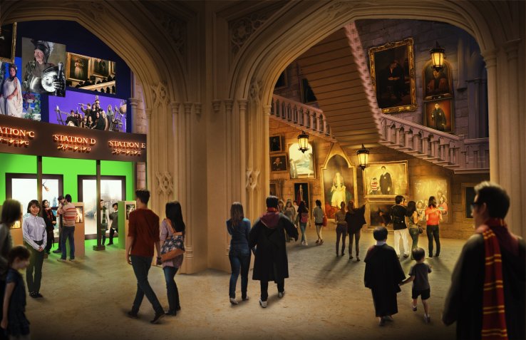 Witness moving portraits along the stairs