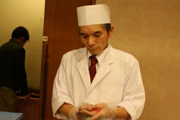 Freshly made sushi prepared before your eyes