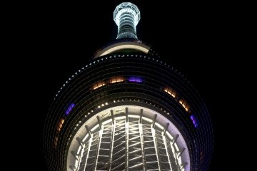 Tokyo Skytree is illuminated using LED lights