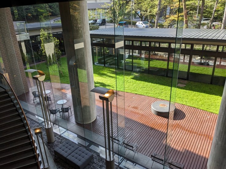 View of the inner courtyard from the second floor (where the public bath is located)