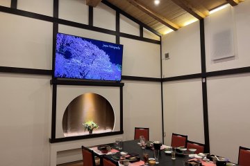 Private room dining in the restored warehouse with high ceilings