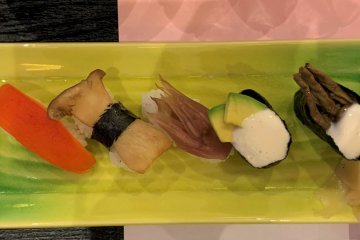 Capsicum, Mushroom and Myoga ginger sushi 