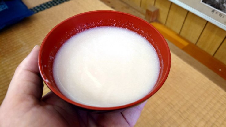 Very sweet amazake at the school (no/low alcohol)