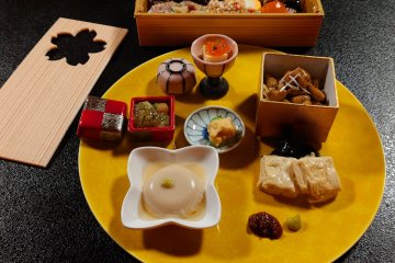 Course with natto, yuba, tofu…