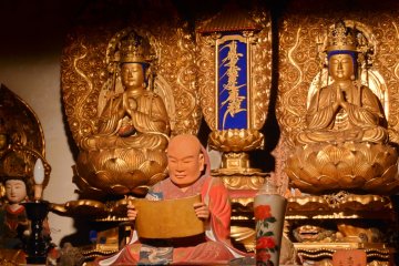 Background during Soil & Grain - Buddhist statues inside Kakurinbo temple hall