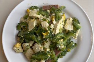 Goya champuru, a traditional Okinawan stir fry with bitter melon