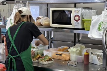 Staff hard at work making the tacos