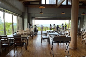 The cafe opens out to a beautiful view of the ocean