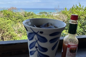 Iced coffee with a view