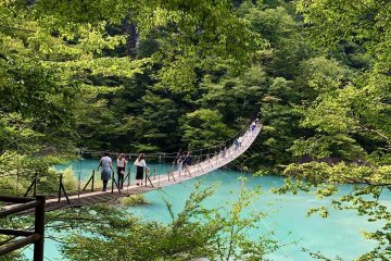 The bridge is built in the valley of the Sumata Gorge